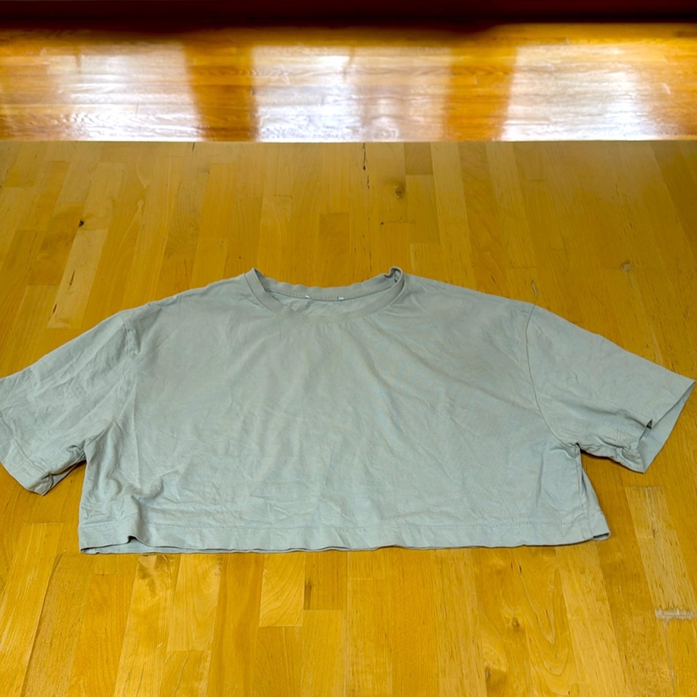 Womens Beige Baggy Cropped T Shirt in Small